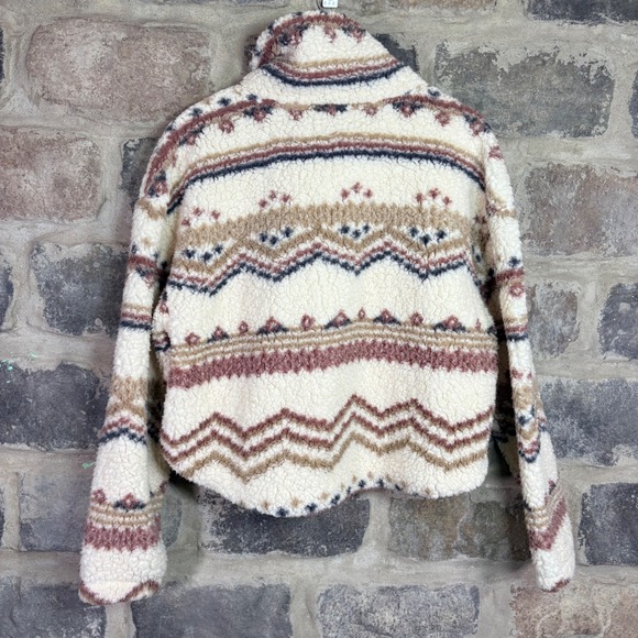Wild Fable Sherpa Fleece Pullover Sweater Fair Isle Pattern Beige XXL Warm Cozy - Picture 5 of 11